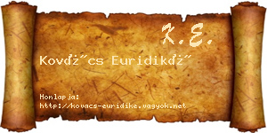 Kovács Euridiké névjegykártya
